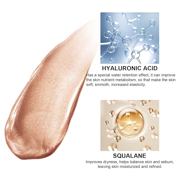 Natural Glow Liquid Filter Makeup, Longwear Face Luminizer, Complexion Booster For Any Part of the Body, Liquid Highlighter with Brush Kit, Infused Hyaluronic Acid, 1.06 fl oz (#04 MEDIUM)-Velvo Beauty