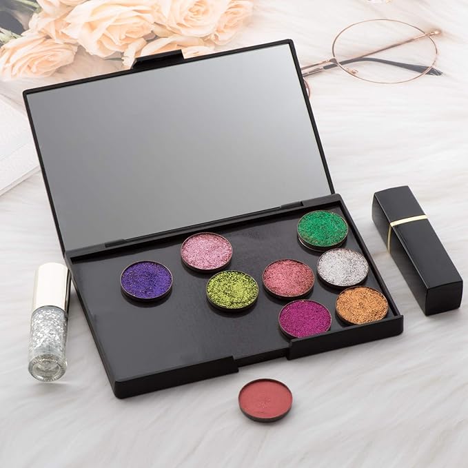 Empty Magnetic Plastic Eyeshadow Makeup Palette with 15Pcs Adhesive Empty Palette Metal Stickers for Eyeshadow Lipstick Blush Powder-Velvo Beauty