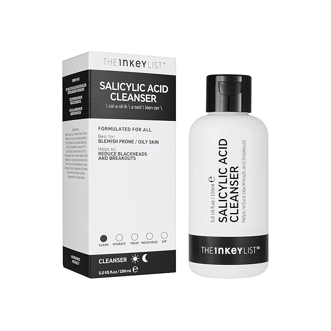 The INKEY List Salicylic Acid Cleanser, Face Wash for Blemishes, Blackheads, Oily Skin and Breakouts, Non-Drying Facial Cleanser Safe for All Skin Types, 5.0 fl oz (Pack of 2)-Velvo Beauty