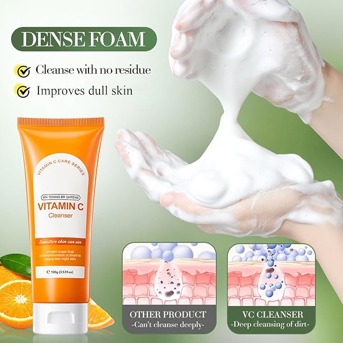 Vitamin C skin routine kit for women - face wash and moisturizer set - facial kit for women -toner face wash serum eye cream-Velvo Beauty