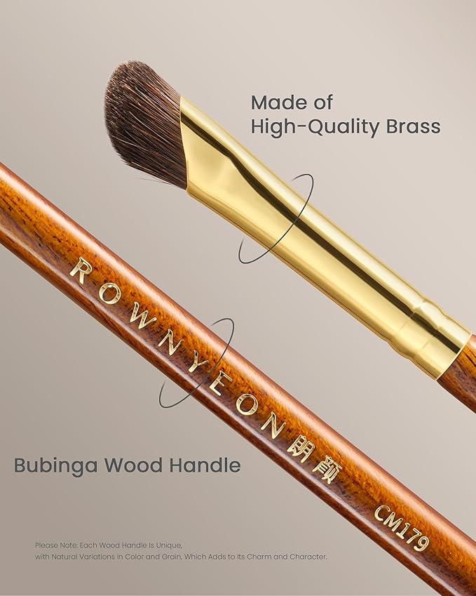 Desert Oak Series Nose Contour Brush - Angled Pony Hair Bristles for Seamless Sculpting, Dual-Use with Cream/Powder, Ebana Handle & Brass Ferrule (CM 179)-Velvo Beauty