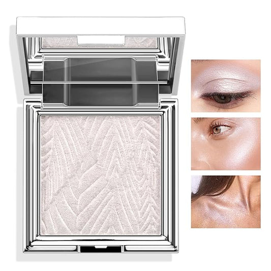 Boobeen Highlighter Makeup Highlighter Powder Palette, Shimmer Illuminator Highlight Contouring Palette Come with Mirror, Long Lasting Glow Defining the Face and Body-Velvo Beauty