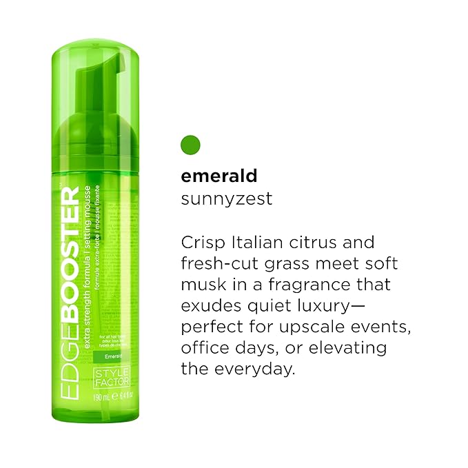 Style Factor EDGE BOOSTER Extra Strength Setting Mousse – Frizz Control, Extra Volume, and Conditioning – 2.5oz Emerald Mousse for Curly Hair