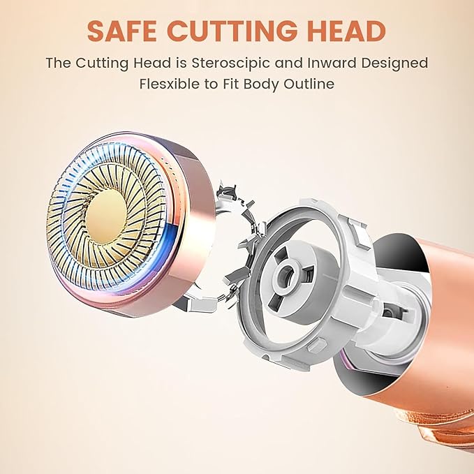 Facial Hair Remover for Women- as Seen on TV Painless Face Shaver -Mini Hair Remover, Electric Razor Shaver Portable Bikini Epilator for Lips, Chin, Armpit, Peach Fuzz, Fingers, Neck, Cheek(Champagne-Velvo Beauty