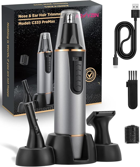 AREYZIN Nose Hair Trimmer for Men 2024 Professional Painless Rechargeable Nose Trimmer for Men and Women, Eyebrow Facial Hair Trimmer, Powerful Motor, IPX7 Waterproof, Dual Edge Blades-Velvo Beauty