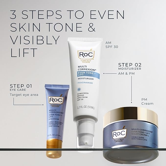 RoC Multi Correxion 5 in 1 Anti-Aging Daily Facial Moisturizer for Women and Men, Broad Spectrum SPF 30 & Shea Butter (1.7 oz) with Night Cream Packette (Packaging May Vary)-Velvo Beauty