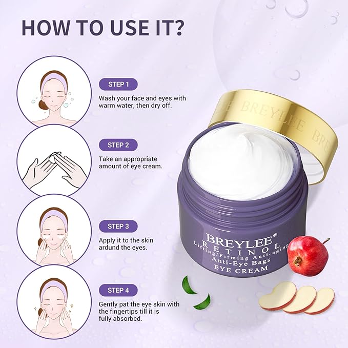 BREYLEE Retinol Eye Cream - Puffy Eyes and Dark Circles Treatments – Look Younger and Reduce Wrinkles and Fine Lines Undereye, Improve and Firm eye Skin - Pure Natural Material Extraction-Velvo Beauty