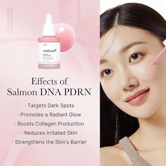 medicube Salmon DNA PDRN Pink Peptide Serum, Pink glow serum, Peptide, Niacinamide, Hydrating & Moisturizing & Firming, Uneven Skin Tone, Korean Skincare | 1.01 fl.oz. (1.01 fl.oz., Salmon DNA PDRN)-Velvo Beauty