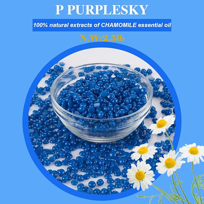 PURPLESKY Waxing Beads for Hair Removal - 2.5LB Coarse Hard Wax with Sea Salt Scent, Sticks for Bikini, Facial, Leg, Back and Chest-Velvo Beauty