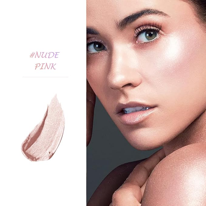 Highlighter Makeup Palette Shimmer Contour Palette Powder for Brighten Face Contour Gold Cheek Highlight Makeup, Long Lasting Highlighter Powder with Mirror for Illuminator Makeup (NUDE PINK)-Velvo Beauty
