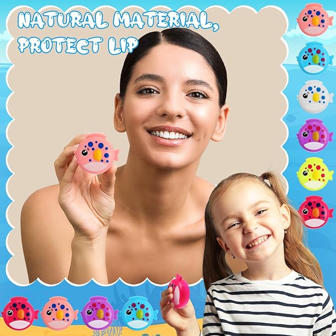 30 Pcs Fish Shape Lip Balm Under the Sea Party Favors Kids Fruit Flavored Lip Balm Ocean Party Favors Classroom Gift Exchange for Children Girls Women Men Students-Velvo Beauty