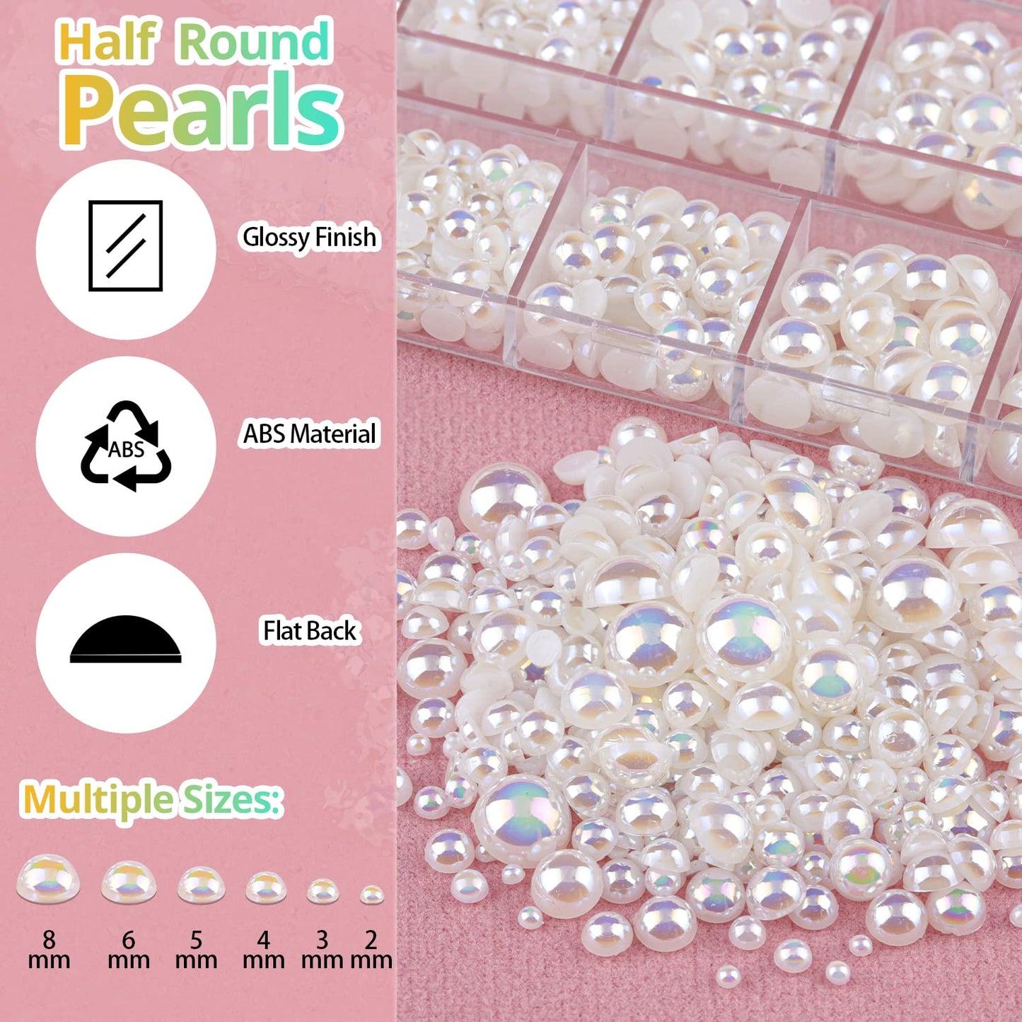 Colorful Flatback Face Gems and Beige AB Pearls for Makeup with Quick Dry Glue, Half Round Pearls Nail Art Rhinestones Glass Crystal Beads for Make-up Deco with Pickup Pencil + Tweezer-Velvo Beauty
