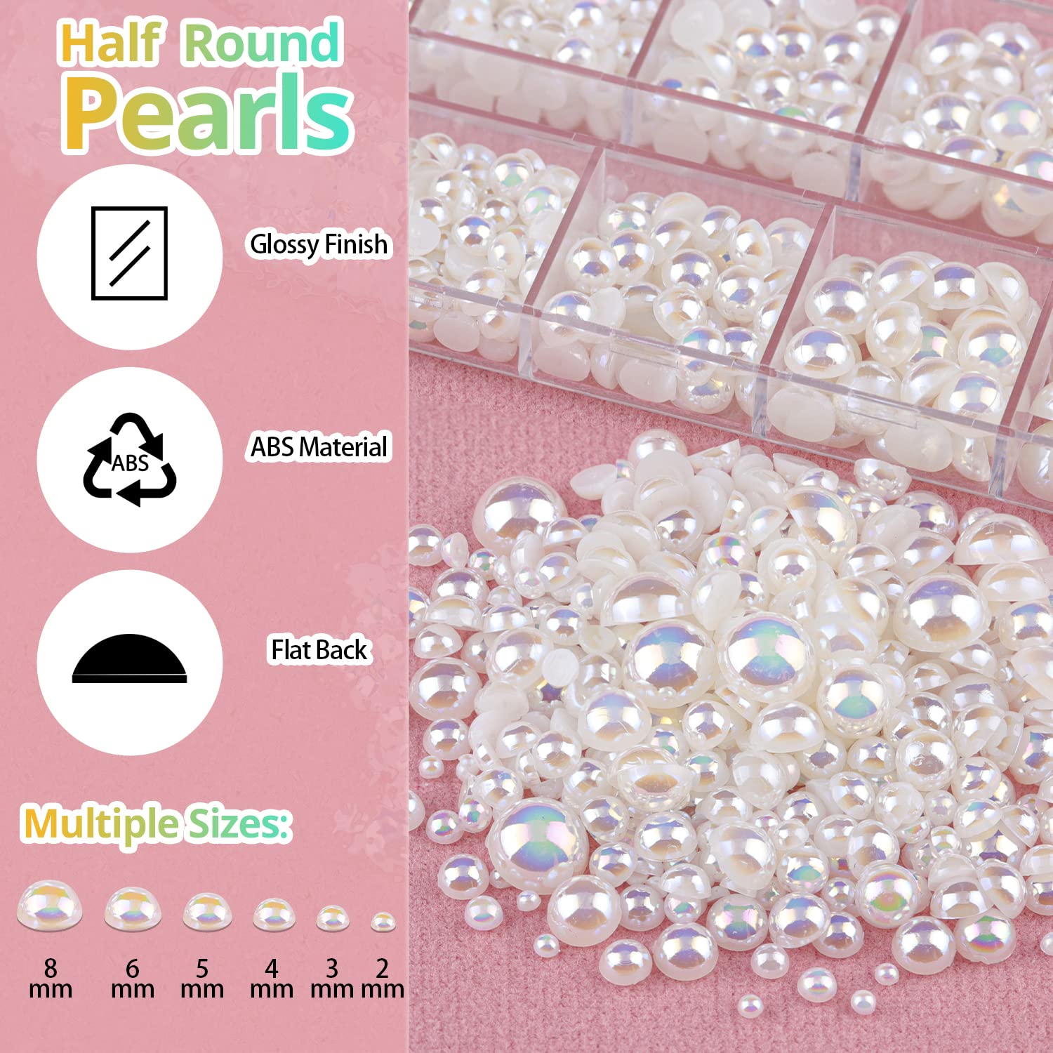 Colorful Flatback Face Gems and Beige AB Pearls for Makeup with Quick Dry Glue, Half Round Pearls Nail Art Rhinestones Glass Crystal Beads for Make-up Deco with Pickup Pencil + Tweezer-Velvo Beauty