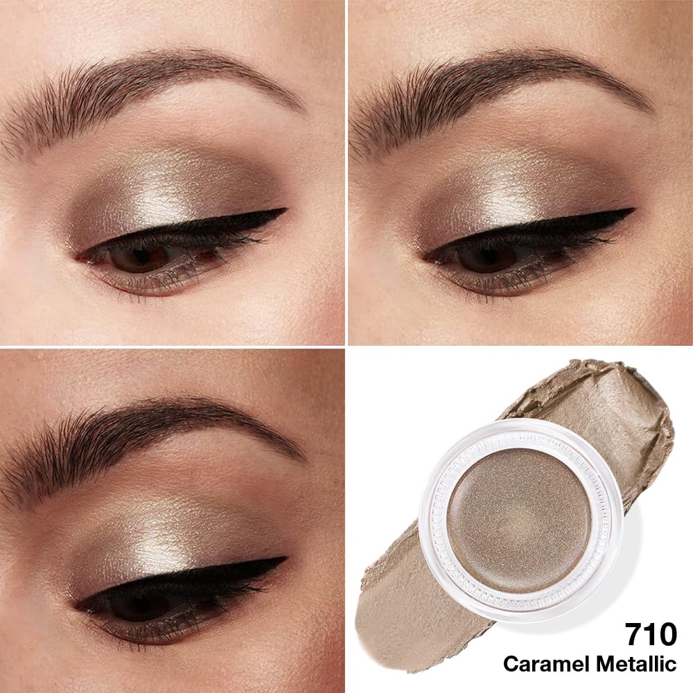 Cream Glitter Caramel Shimmer Metallic Eyeshadow Palette Makeup, Natural Single Mini Instant Holographic Eyeshadow For Women, Sombras Crema Para Ojos, Talc, Paraben & Cruelty Free, 710-Velvo Beauty