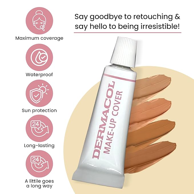 Dermacol Full Coverage Foundation | Long Lasting Waterproof Makeup Cover Cream SPF30 | Hypoallergenic & Light Weight Liquid | Tattoo, Acne, Spots, Under-eye Skin Cover-up - 30g-Velvo Beauty
