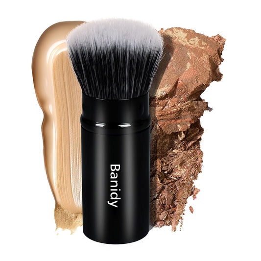 Makeup Brush Kabuki Face Brushes Retractable Travel Blush Kabuki Brush Portable Flawless for Foundation, Powder Blush, Bronzer, Buffing, Liquid, Cream, Cruelty Free with Cover-Velvo Beauty