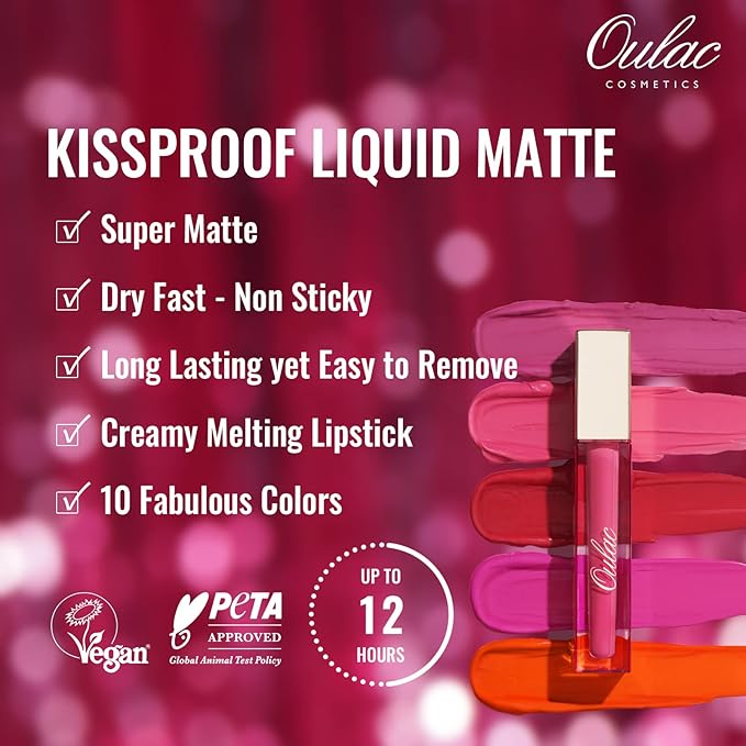 Oulac Matte Liquid Pink Lipstick for Women, Long Lasting Lipstick Waterproof Lip Stain, No Transfer, Creamy High Pigmented Formula with Rose Oil, Vegan & Cruelty-Free, Rose Pink M10-Velvo Beauty