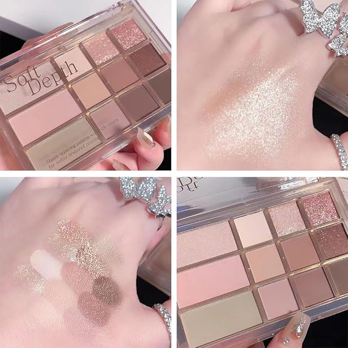 12 Girds Colorful Matte Shimmer Eyeshadow Palette for Eye Makeup,High Pigmented Eye Shadow Primers Powder Palet de sombras de ojos 12-C-Velvo Beauty