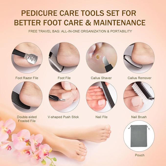 Electric Callus Remover for Feet with 17 in 1 Pedicure Kit, Rechargeable Waterproof Foot File Professional Foot Care Tools, Portable Callus Remover Kit to Remove Dead Skin Hard Skin Dry Cracks(Black)-Velvo Beauty