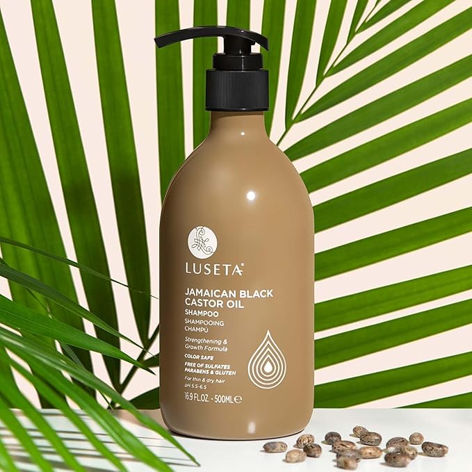 Luseta Castor Oil Shampoo and Conditioner Set Strengthen and Cleanse Thin Hair Restore Damaged Hair Sulfate Free for Men & Women 16.9oz*2-Velvo Beauty