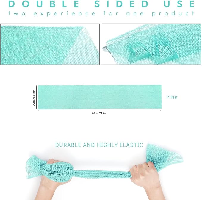 UJFQBH African Bath Sponge African Net Long Net Bath Sponge Exfoliating Shower Body Scrubber Back Scrubber Skin Smoother,Great for Daily Use (Green)-Velvo Beauty