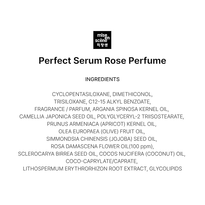 Mise En Scene Perfect Rose Perfume Serum - Korean Hair Essence with Rose Scent, Argan Oil for Damaged Hair Care, 2.70 fl. Oz-Velvo Beauty