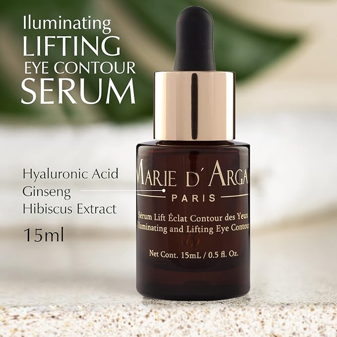 Marie d'Argan Eye Contour Serum for dark circles and puffiness, with Hyaluronic Acid, Ginseng and Hibiscus Anti-wrinkle, Repairs Bags under eyes, iluminates skin, firming effect, 15 ml,-Velvo Beauty