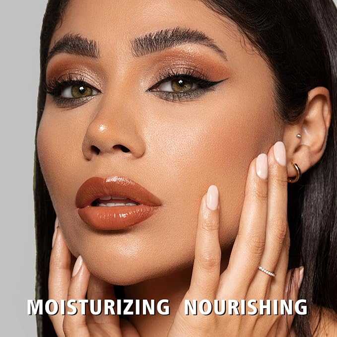 MAKI YIKA Moisture Light Brown Lipstick for Women Hydrate Lip Gloss for Dry Cracked Lips Weightless Glossy Lip Color Juicy Finish,M050 Milk Brown-Velvo Beauty