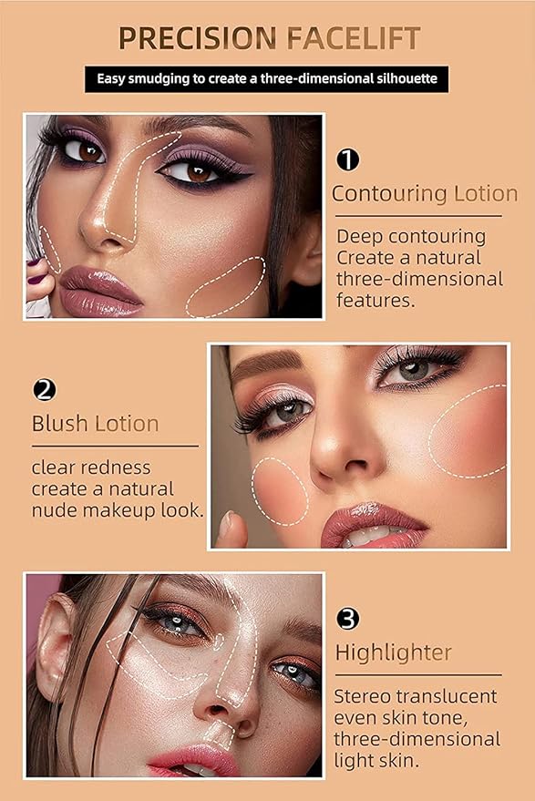 3 Pcs Liquid Contour Beauty Wand Set, Contour & Blush & Highlighter Stick with Cushion Applicator, Attached Easy to Blend, Long Lasting & Smooth Natural Matte Finish (01#03#04)-Velvo Beauty