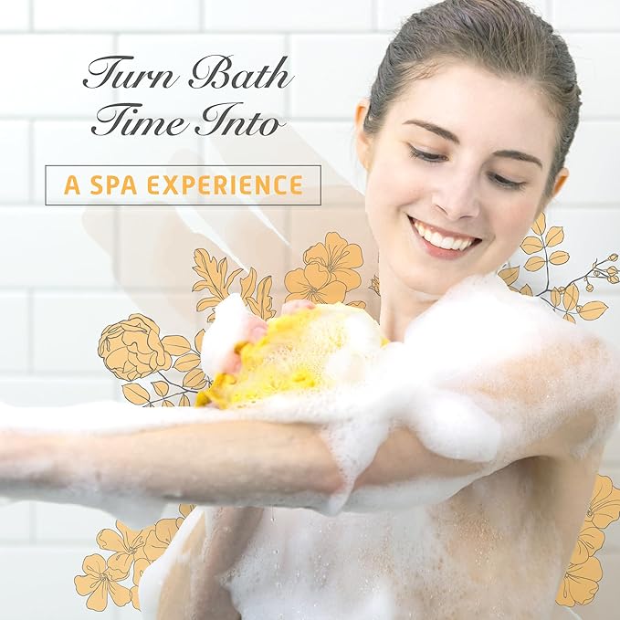Spongentle Deep Cleansing Body Loofah Sponge, Natural Colors, for Bath and Shower, Multiple Textures for Gentle and Deep Exfoliation, Generous and Rich Lather, (Pack of 2)-Velvo Beauty