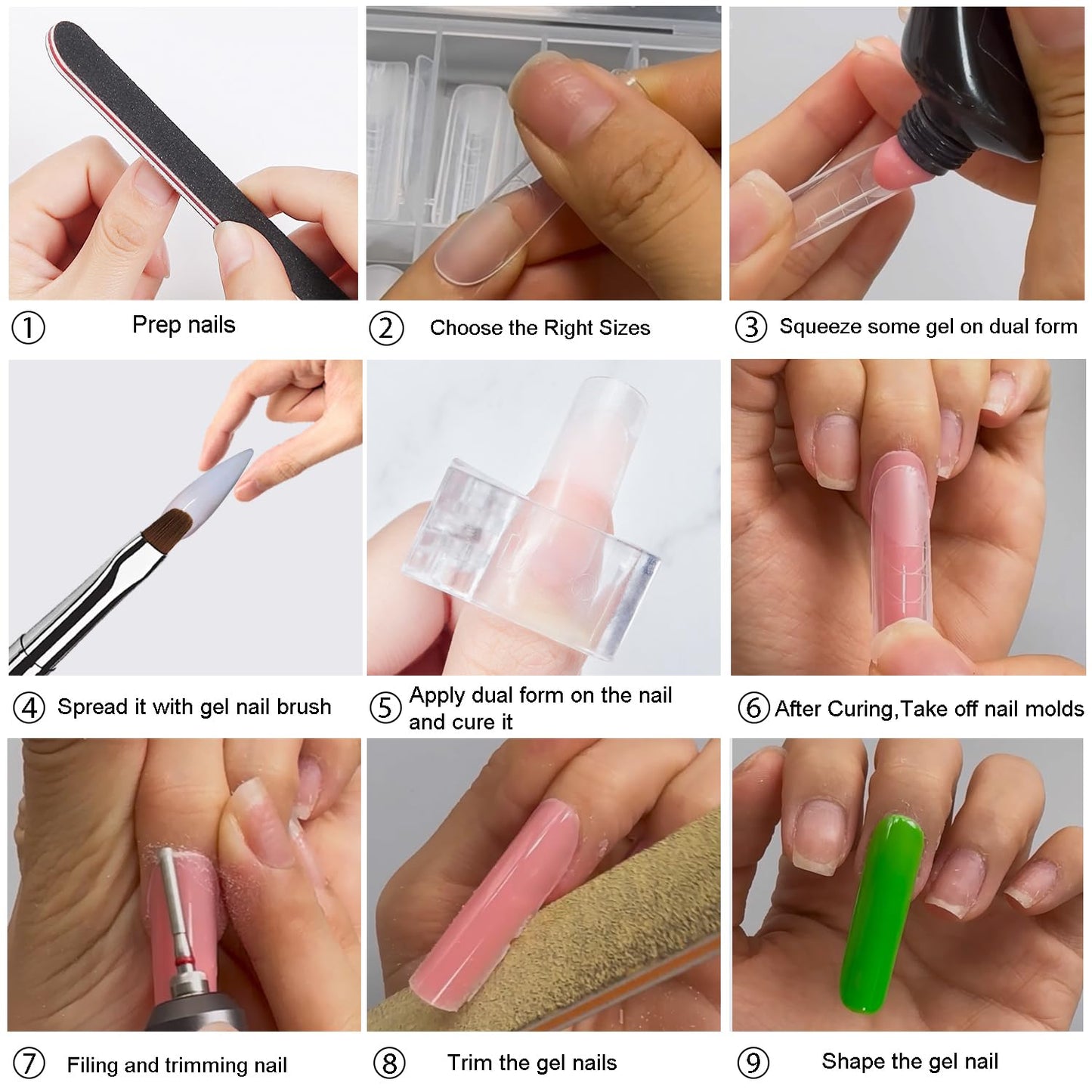 120Pcs Clear Dual Nail Forms,Long Ballet Extension Poly Nail Gel Nail Forms Full Cover Nail Molds 12 Sizes for Solid Nail Gel Glue Nail Art Design Salon&DIY(Extra Long Ballet)-Velvo Beauty