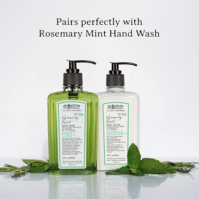 C.O. Bigelow Rosemary Mint Body Lotion, Village Perfumer Moisturizing Body Lotion with Aloe Vera, Borage Oil & Olive Oil, 10 Fl Oz-Velvo Beauty