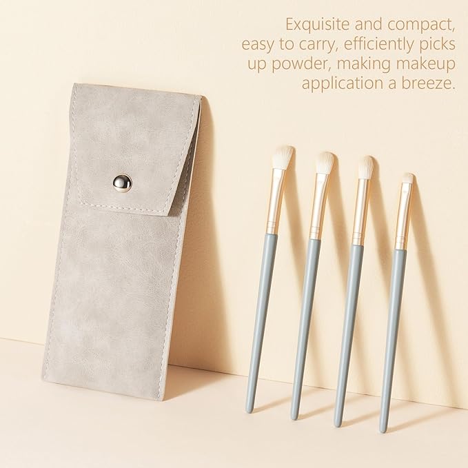 Eyeshadow Makeup Brushes Set with Case 4 PCS Soft Synthetic Hairs Eye Makeup Brushes for Blending Eyebrow Eyeliner Eyeshadow (Lightblue)-Velvo Beauty