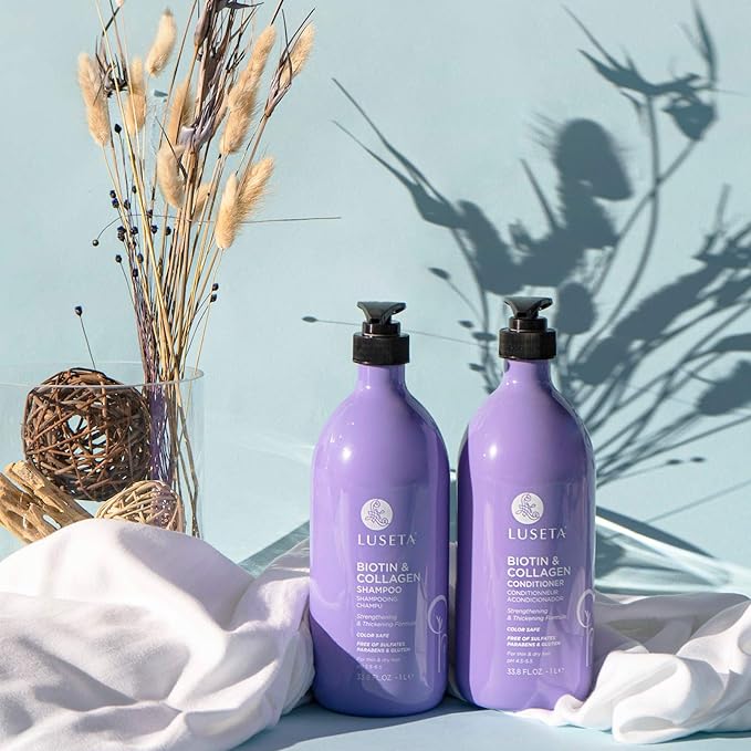 L LUSETA Biotin & Collagen Shampoo & Conditioner Set (2 x 33.8oz) - Thickening for Hair Growth, Infused with Argan Oil to Repair Dry, Damaged Hair-Velvo Beauty