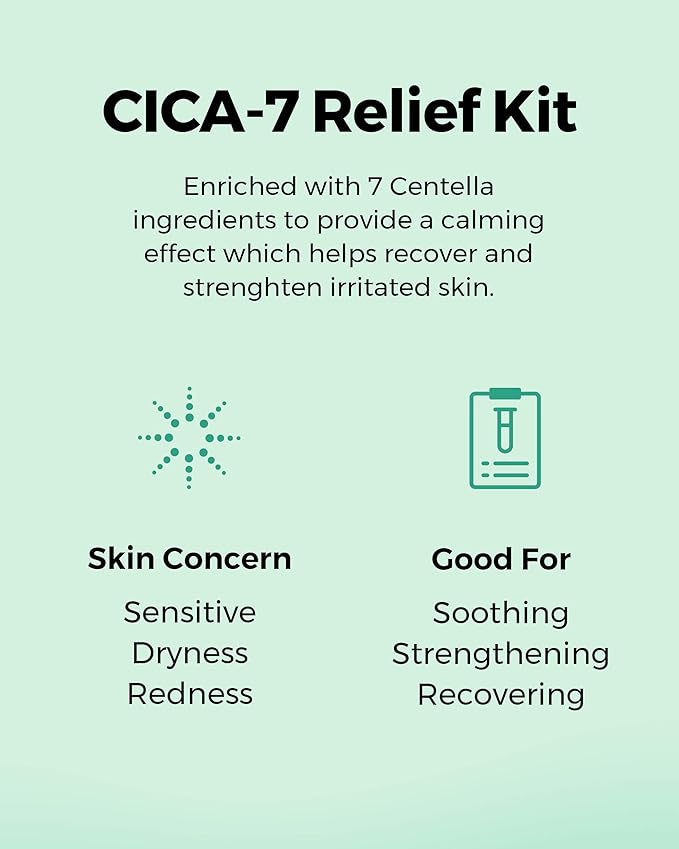 COSRX CICA Relief Kit | Toner, Serum, Cream with Centella Asiatica | Sensitive Skin, Soothing, Moisturizing | Travel Size Set, Gift Set, Korean Skincare, Not Tested on Animals, Paraben Free-Velvo Beauty