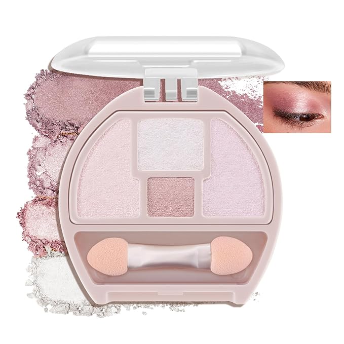 Boobeen 4-Color Makeup Palette, Highly Pigmented Glitter Eyeshadow Contour Palette with Smudger, Multi-purpose Face Makeup Palette for Eye/Face/Highlighter, Creates Shimmer Finishes, Long-lasting-Velvo Beauty
