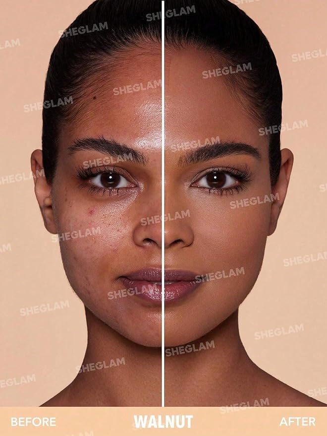 SHEGLAM SKin-Focus Full Coverage Powder Foundation Oil-Control Lightweight Face Pressed Powder Makeup-Warm Vanilla-Velvo Beauty