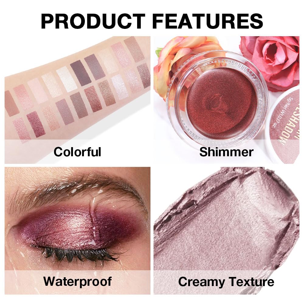 Cream Glitter Light Champagne Shimmer Metallic Eyeshadow Palette Makeup, Mini Instant Holographic Eyeshadow For Women, Sombras Crema Para Ojos, Talc, Paraben & Cruelty Free, 730-Velvo Beauty