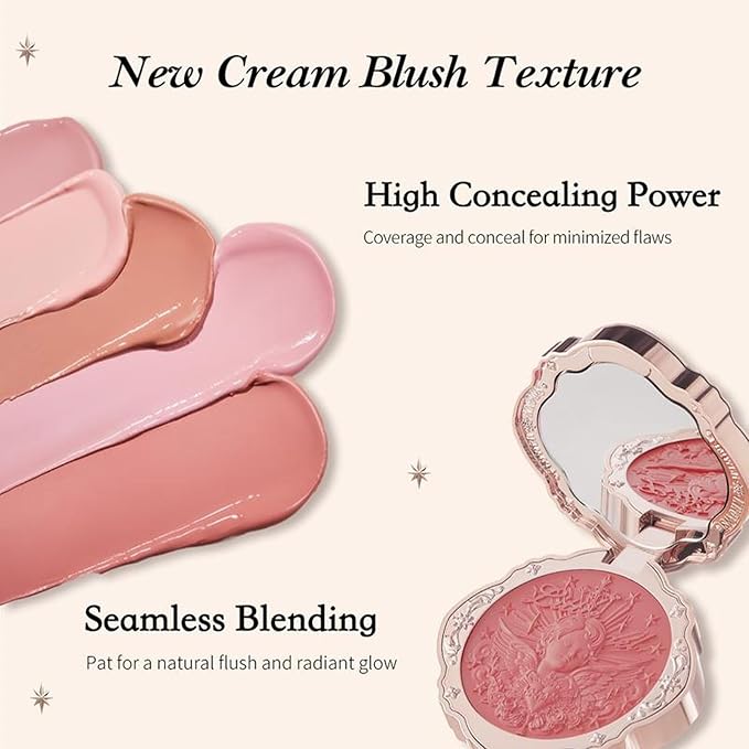 Flower Knows Little Angel Cream Blush,Buildable & Blendable Makeup Blush for cheeks,Soft & Long-lasting,Rose Pink Flush for All Skin Tones(02 Floral Praise,6g)-Velvo Beauty