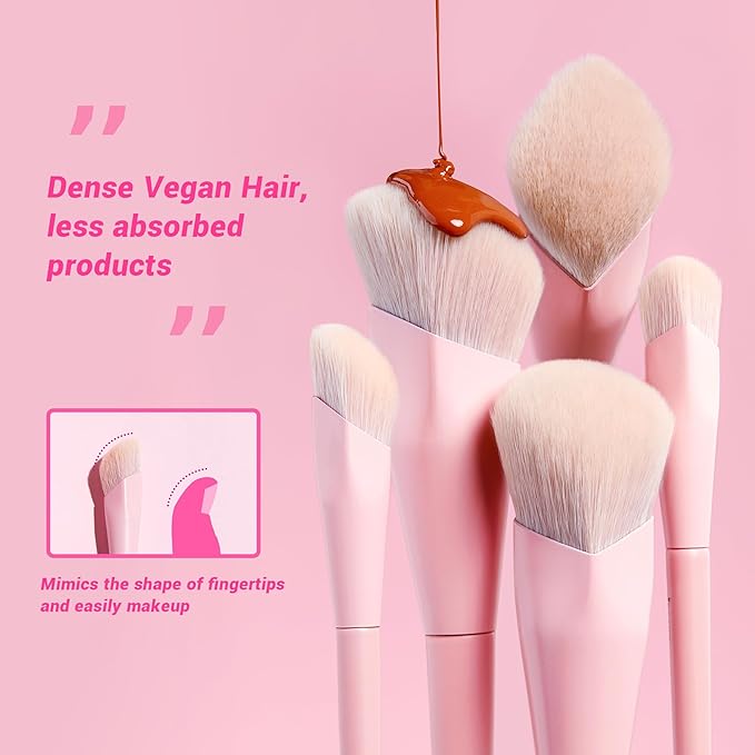 Jessup Foundation Brush and Concealer Brush, Pink Makeup Brushes Set 2Pcs Premium Synthetic Face Make up Brushes for Liquid Cream, T497-Velvo Beauty