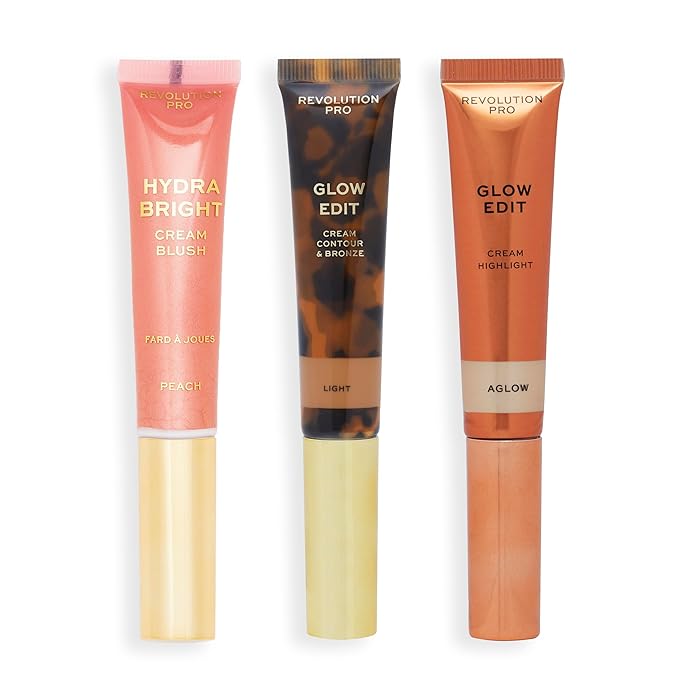 Cream Face Wand Trio, Cream Contour, Blush & Highlighter Makeup Set, Vegan & Cruelty Free, Light, 1 x 12 ml, 2 x 15 ml-Velvo Beauty