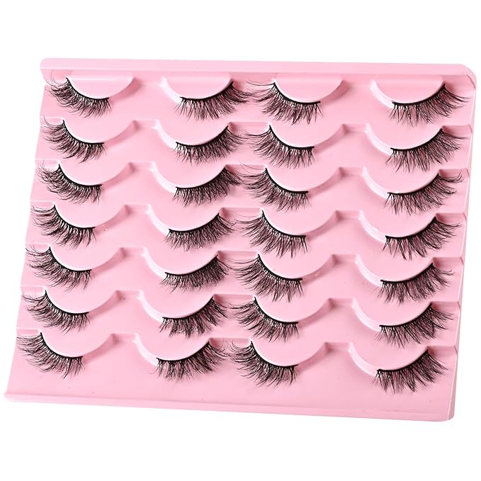 FARRED Half Lashes Natural Look Short Eyelashes Cat Eye Lash Fluffy Natural Lashes Wispy False Eyelash 14 Pairs Faux Mink Strip Eye Lashes Pack for Daily Makeup (F15 | 9-14mm)-Velvo Beauty