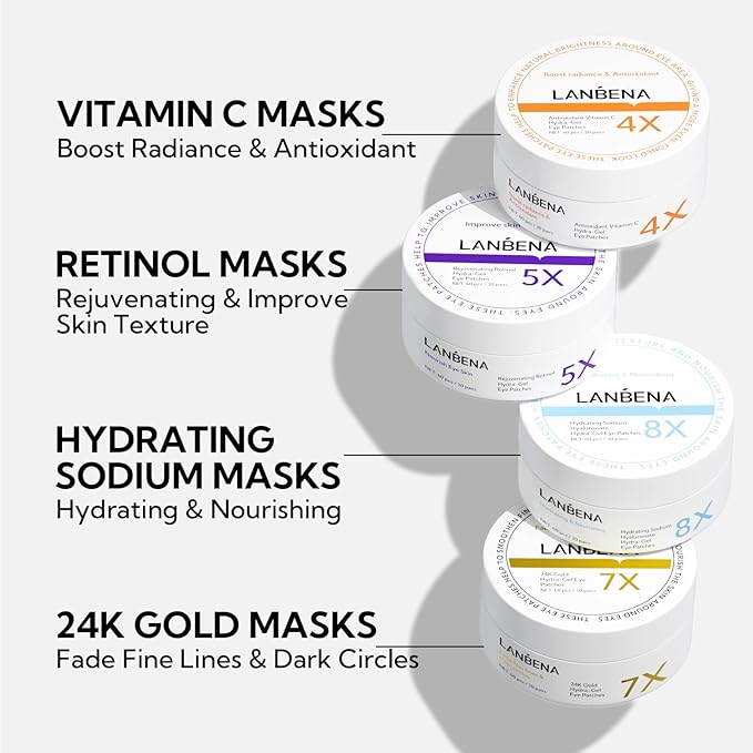 Vitamin C Under Eye Patches(30 Pairs) -Cooling Eye Masks for Dark Circles, with Caffeine Niacinamide Hydra-Gel Collagen, Puffy Eyes & Eye Bags Treatment, Fine Lines & Wrinkles Reduce, Anti-Aging-Velvo Beauty