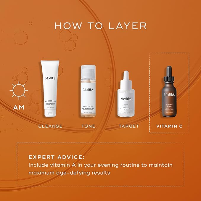 Medik8 Super C Ferulic - 30 Percent Ethylated L-Ascorbic Acid Vitamin C Serum - Face Serum with Vitamin E and Ferulic Acid - Gluten Free - 1.0 oz-Velvo Beauty