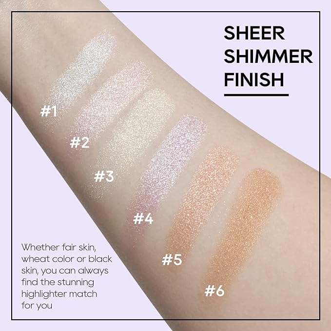 Baked Highlighter Powder Palette, Makeup Highlighter Powder Palette Sheer Shimmering Finish Face Highlighters Makeup Iluminadores de Maquillaje #06 Bronze Glow-Velvo Beauty