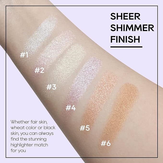 Baked Highlighter Powder Palette, Makeup Highlighter Powder Palette Sheer Shimmering Finish Face Highlighters Makeup Iluminadores de Maquillaje #05 Gold Brown-Velvo Beauty