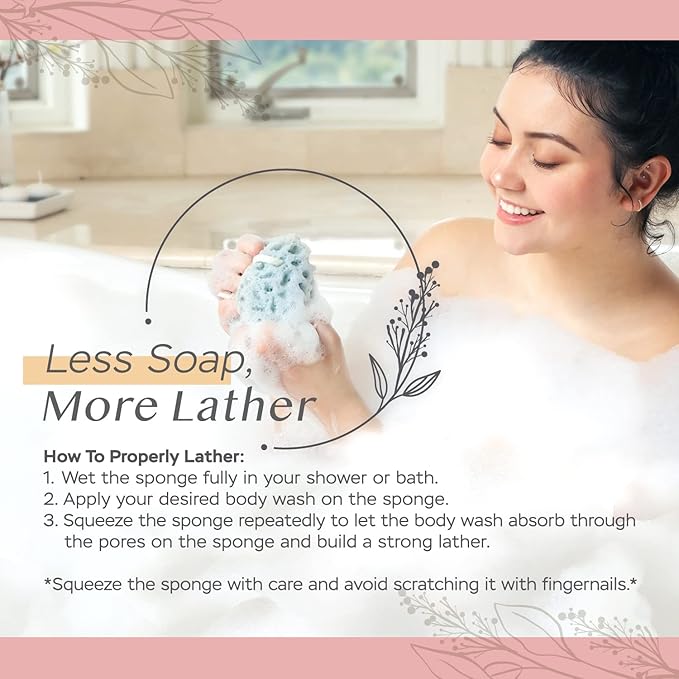 Spongentle Deep Cleansing Body Loofah Sponge, Natural Colors, for Bath and Shower, Multiple Textures for Gentle and Deep Exfoliation, Generous and Rich Lather, (Pack of 2)-Velvo Beauty