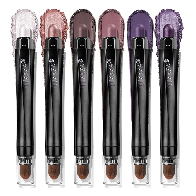 Neutral Eyeshadow Stick Makeup 6PCS Set, Pink and Purple Metallic Shimmer Matte Cream Eye Shadow Eyeliner Brightener Pencil Crayon - PURPLE MARTINI-Velvo Beauty
