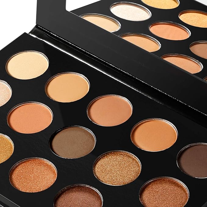 Nude Gold Eyeshadow Palette Natural Naked Smokey Warm Neutral 15 Shades, DE'LANCI Ultra-Blendable High Pigmented Matte Shimmer Matallic Long Lasting Waterproof Eye Shadow Pallet, Travel Size Makeup-Velvo Beauty