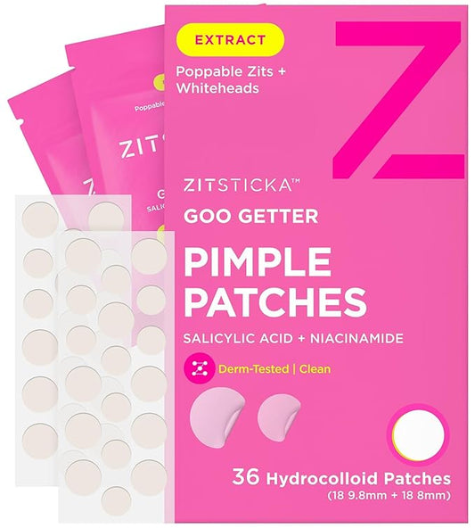 ZitSticka Pimple Patches for Face and Body, Hydrocolloid Patches to Cover Zits, Acne Patches or Zit Spot Stickers, Body Patch (GOO GETTER 36 Pack)-Velvo Beauty